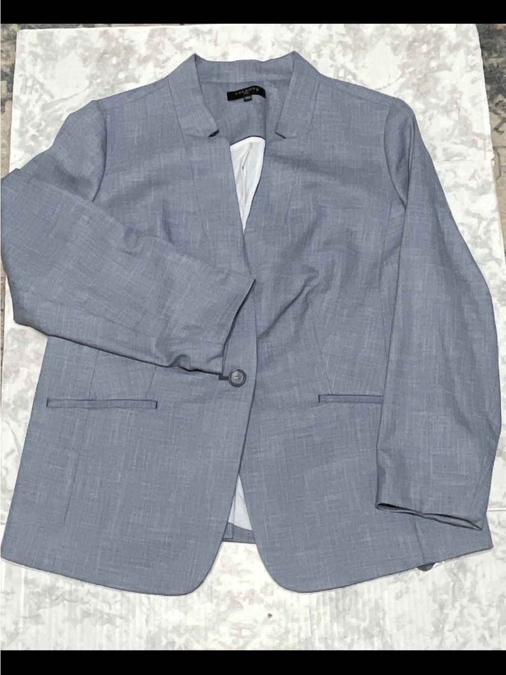 Talbots Light Blue Collarless Single Button Blazer Jacket Plus Size 18W